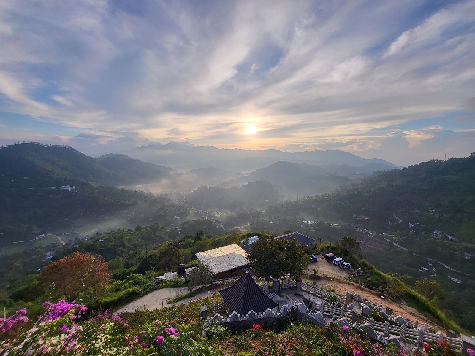 Morning light over the hills surrounding the monastery